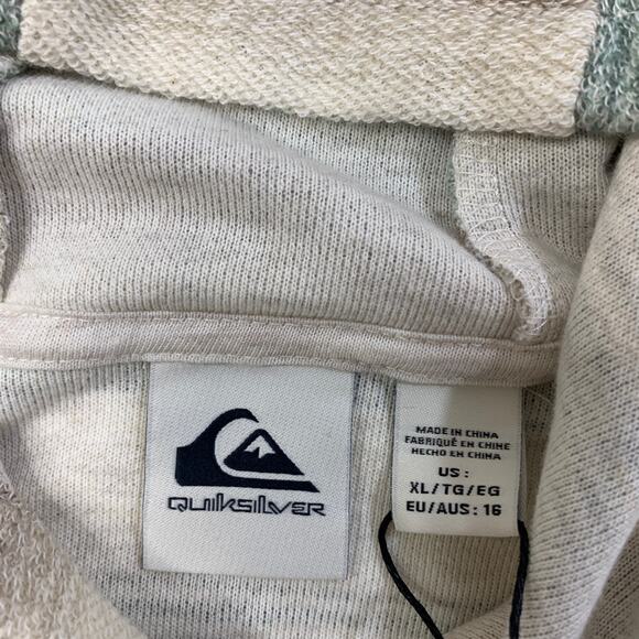 Quiksilver Sweatshirt Boys Youth XL Extra Large Cream Textured Hooded Striped - Picture 5 of 15